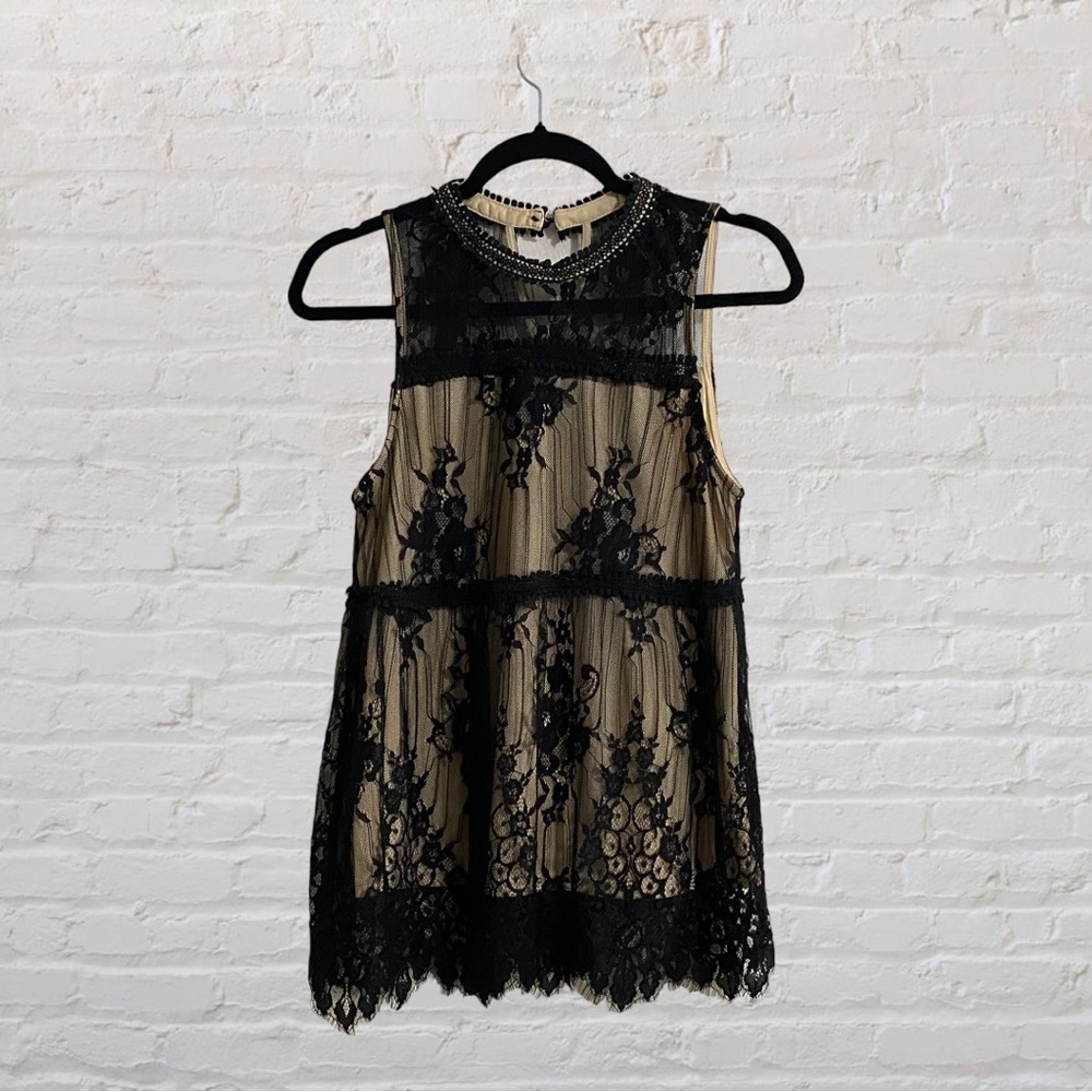 ANDREE by UNIT Black Sleeveless Lace Blouse - Ladies Size Medium